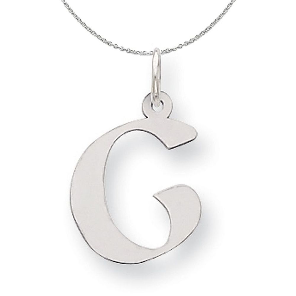 Silver Karlie Collection Block Initial Charm Letter G Necklace - 16 In